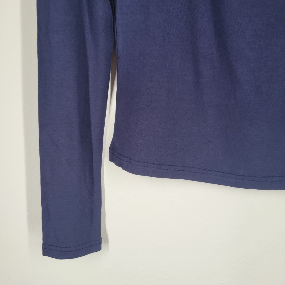 Walter Baker Navy Blue Long Sleeve‎ Twisted Cutout Mock Neck Top XS - Picture 3 of 6
